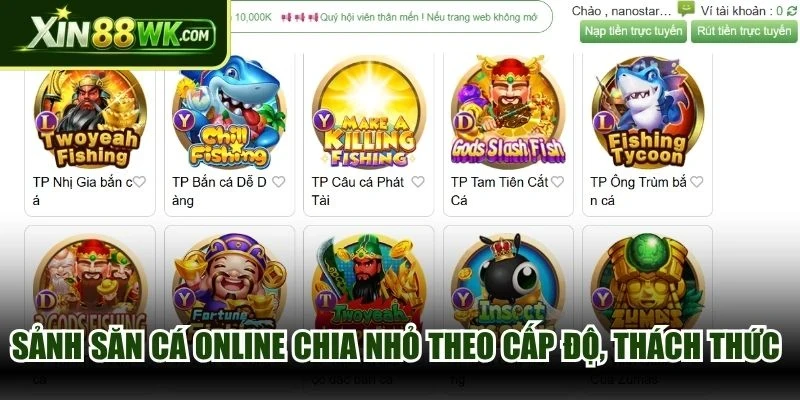 Sảnh săn cá online chia nhỏ theo cấp độ, thách thức biển cả thú vị